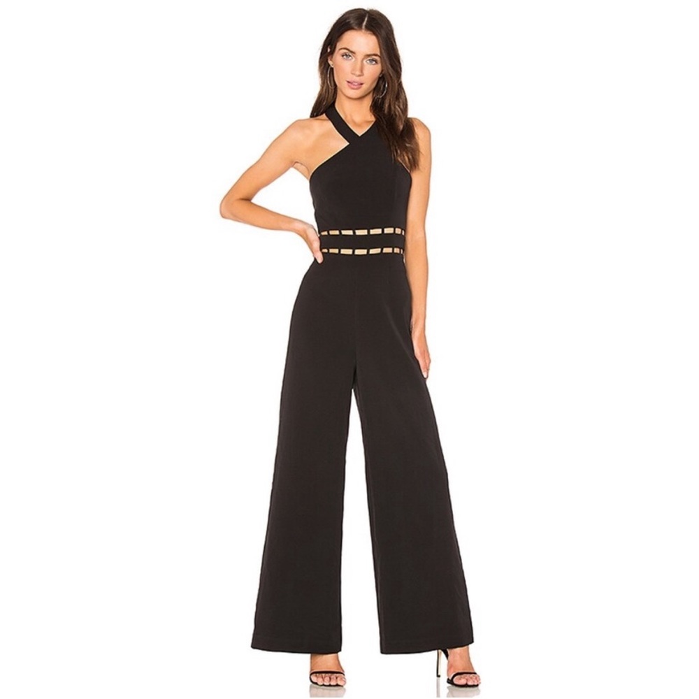 Finders Keepers Solar Wide Leg Cut Out Jumpsuit Black Halter Open Back